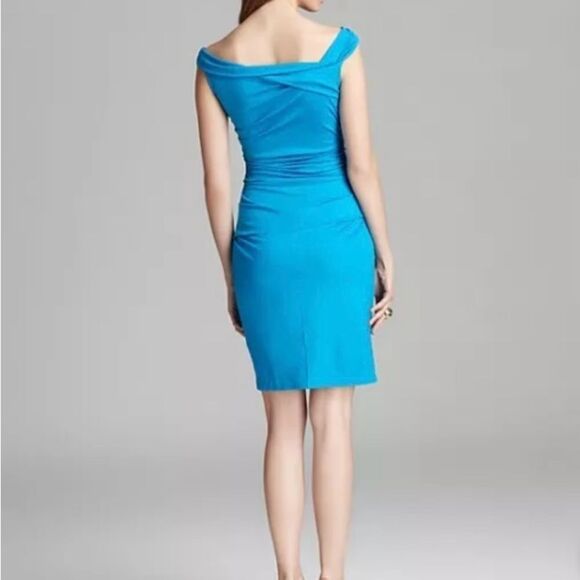 Diane Von Furstenberg Blue Ruched Wrap Mini Dress - Picture 2 of 4